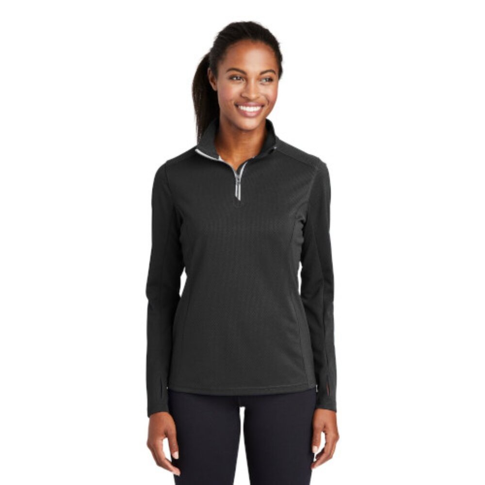 Sport-Tek Ladies Sport-Wick Textured 1/4-Zip Pullover. LST860 - Black